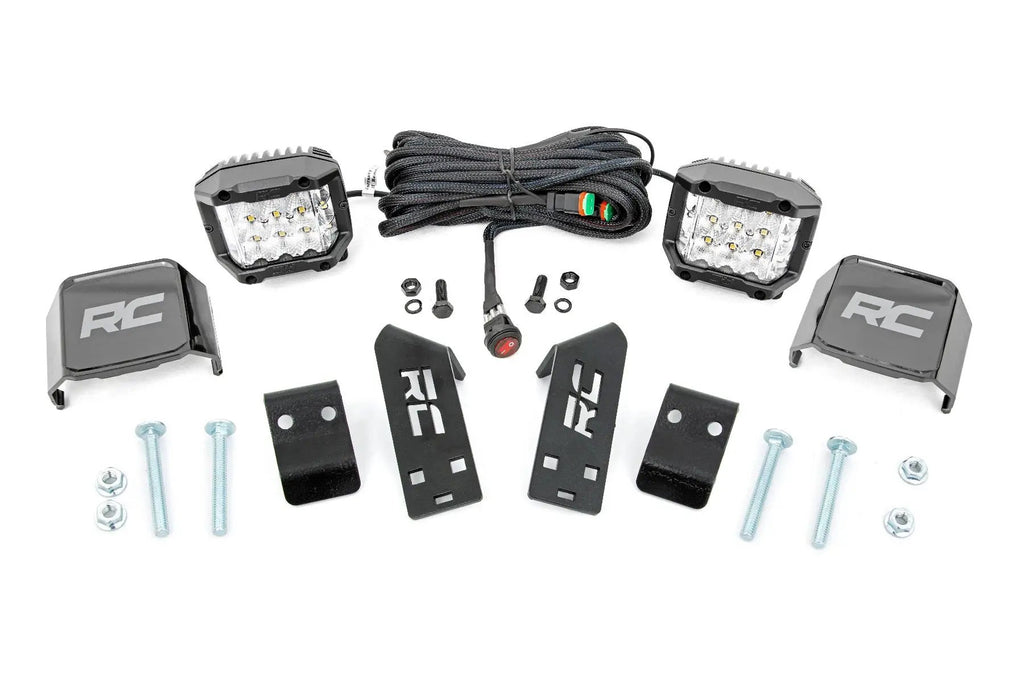 LED Light Kit | "A" Pillar Mount | 2" Chrome Pair | Wide Angle | Polaris RZR PRO XP by Rough Country