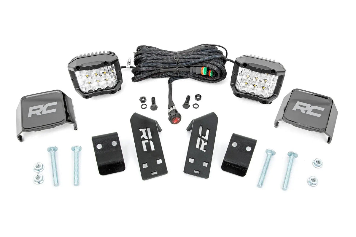 LED Light Kit | "A" Pillar Mount | 2" Chrome Pair | Wide Angle | Polaris RZR PRO XP by Rough Country