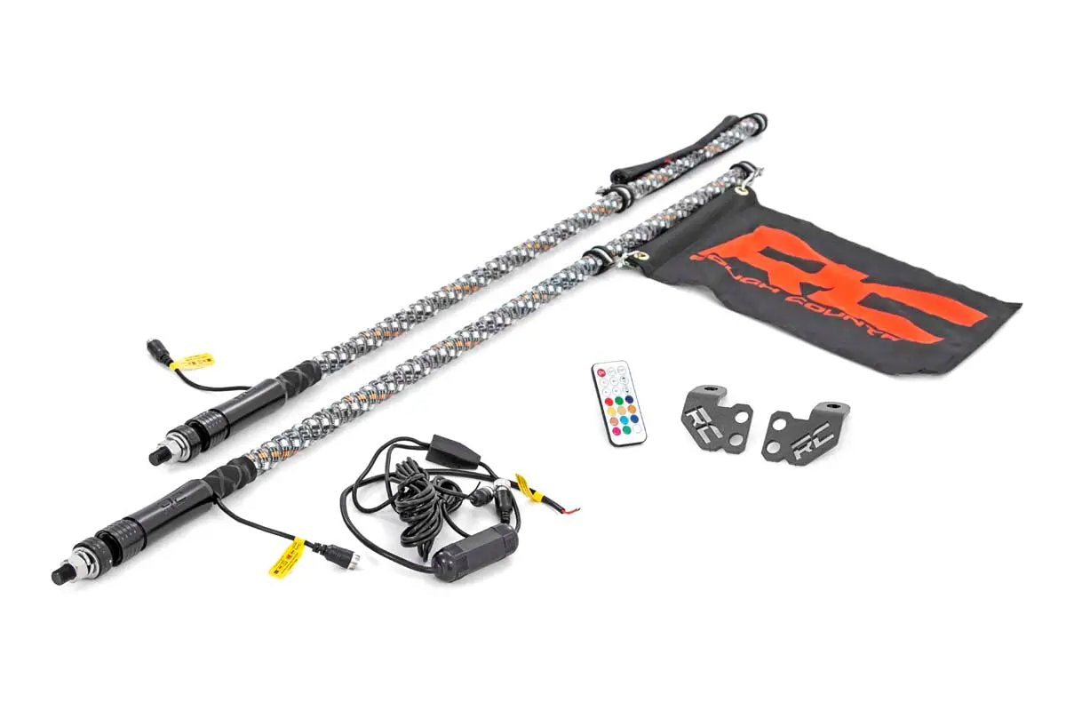 Whip Mount | Cage | 4' Multl-Color LED Whip Pair | Polaris RZR XP 1000 by Rough Country