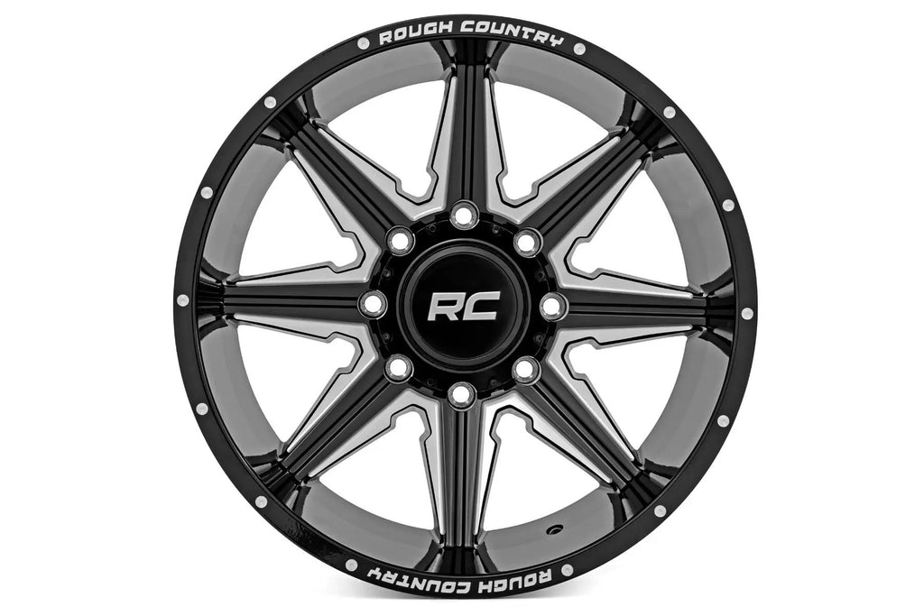 Rough Country 91M Series Wheel | One-Piece | Gloss Black | 20x12 | 8x180 | -44mm by Rough Country