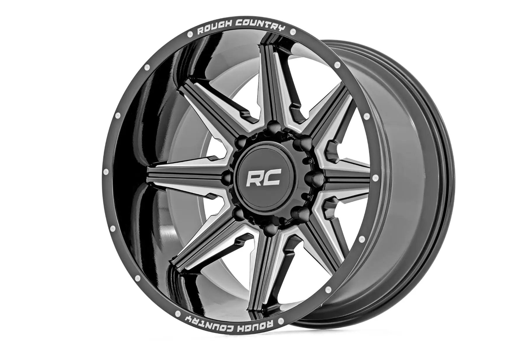 Rough Country 91M Series Wheel | One-Piece | Gloss Black | 20x12 | 6x5.5 | -44mm by Rough Country