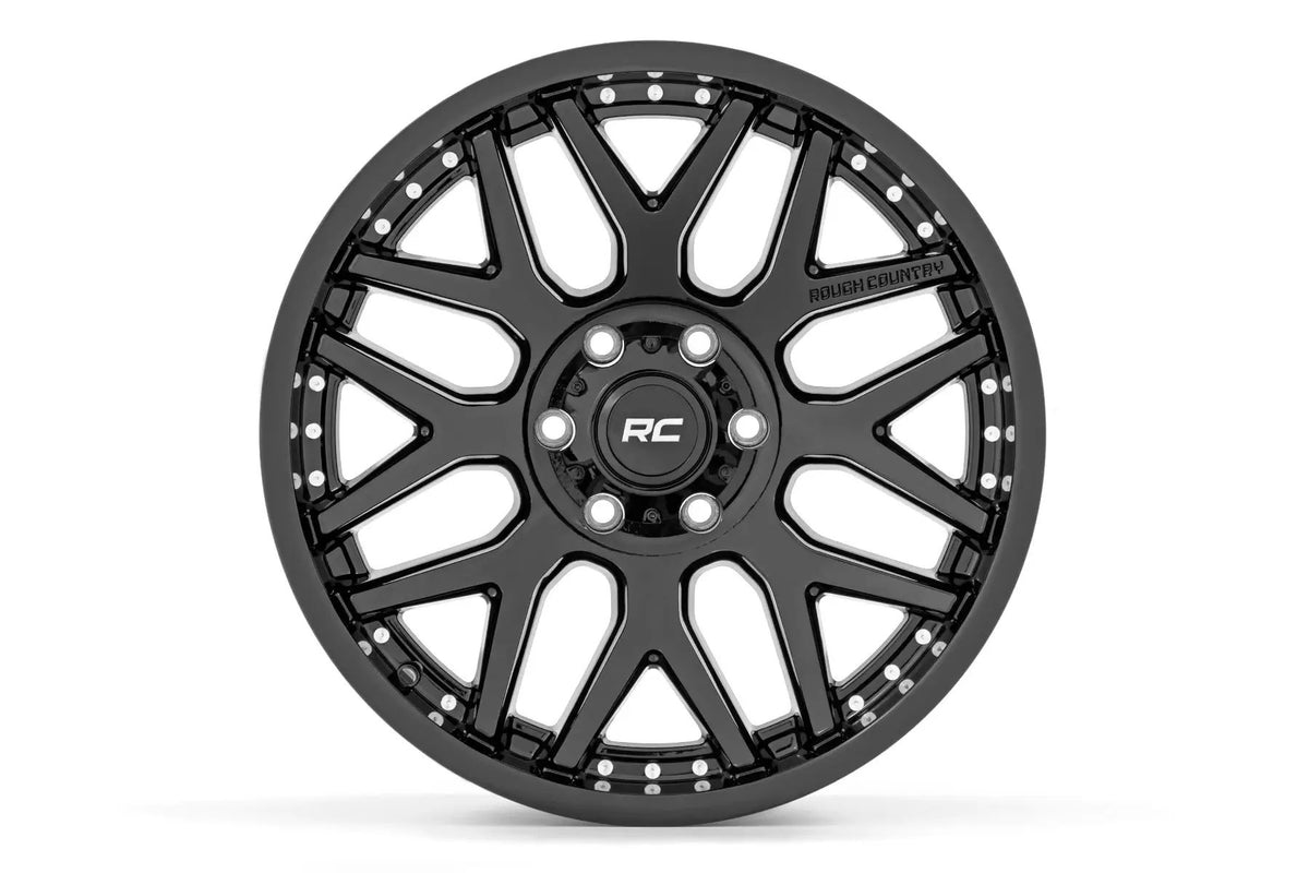 Rough Country 95 Series Wheel | One-Piece | Gloss Black | 22x10 | 6x5.5 | -25mm by Rough Country