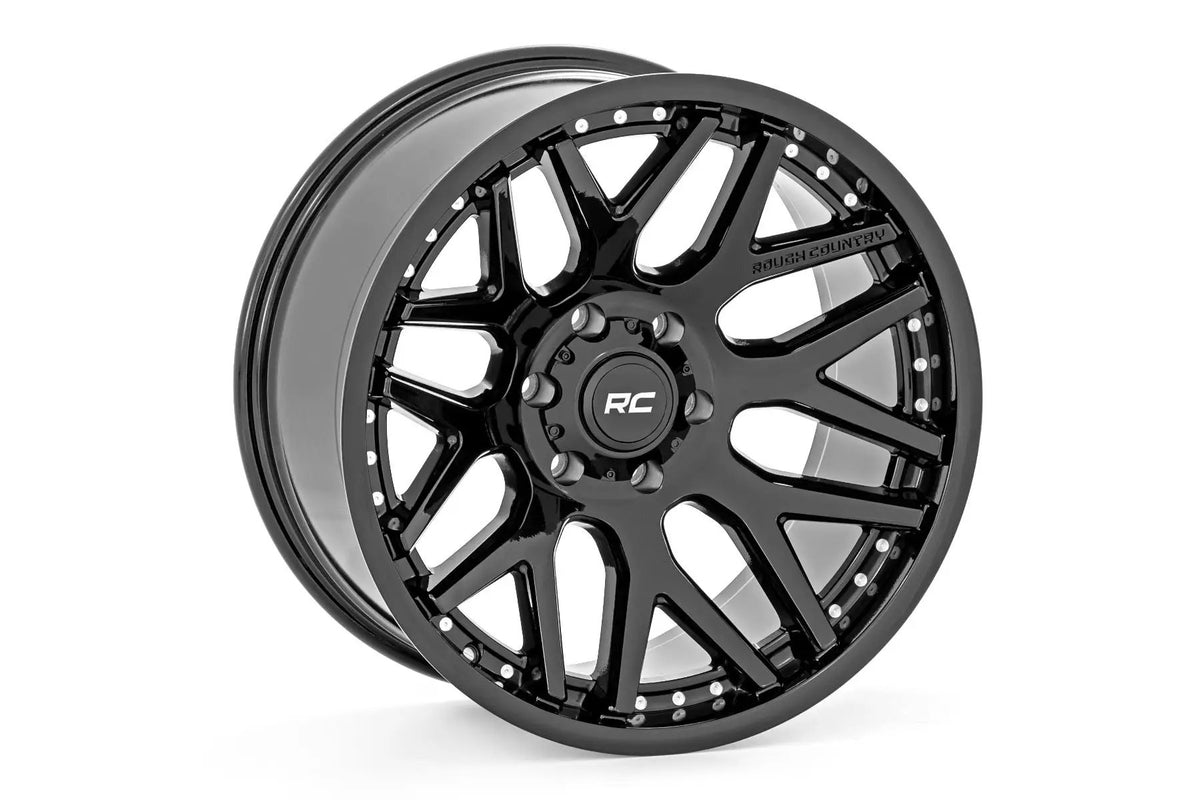 Rough Country 95 Series Wheel | One-Piece | Gloss Black | 20x10 | 6x5.5 | -18mm by Rough Country