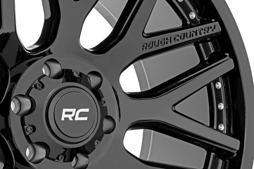 Rough Country 95 Series Wheel | One-Piece | Gloss Black | 20x10 | 8x180 | -19mm by Rough Country