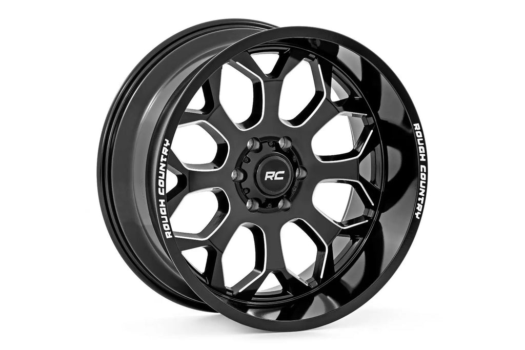 Rough Country 96 Series Wheel | One-Piece | Gloss Black | 20x10 | 8x180 | -19mm by Rough Country
