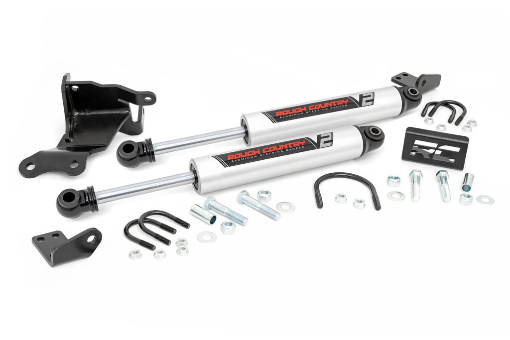 V2 Steering Stabilizer | Dual | 2.5-8 Inch Lift | Jeep Gladiator JT/Wrangler JL (18-26) by Rough Country