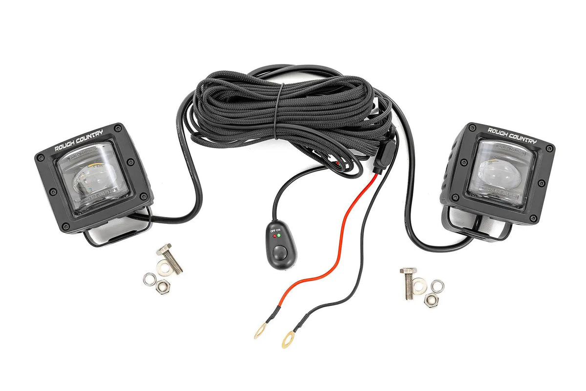 2 Inch Black Series LED Light Pods | SAE Fog | Yellow by Rough Country