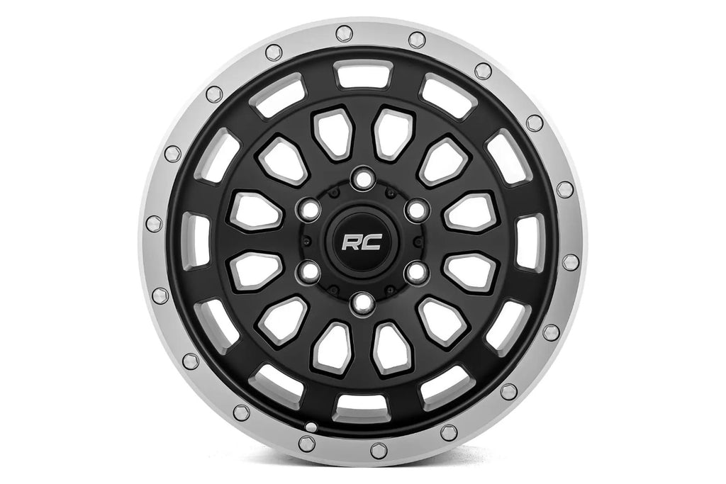 Rough Country 87 Series Wheel | Simulated Beadlock | Black/Machined | 17x8.5 | 6x5.5 | +0mm by Rough Country