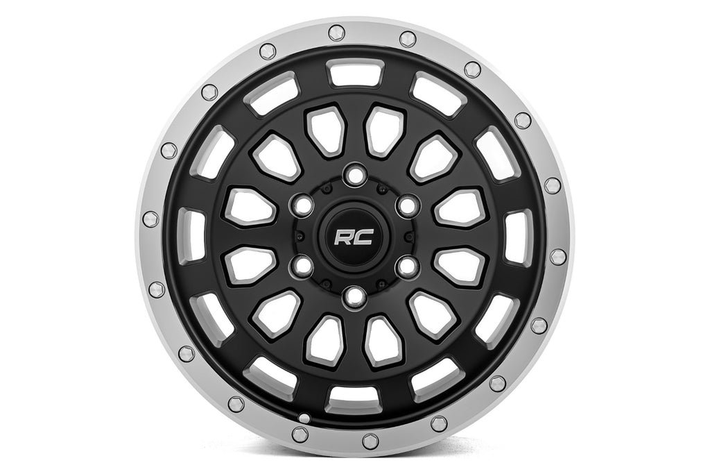 Rough Country 87 Series Wheel | Simulated Beadlock | Black/Machined | 17x8.5 | 6x5.5 | +0mm by Rough Country