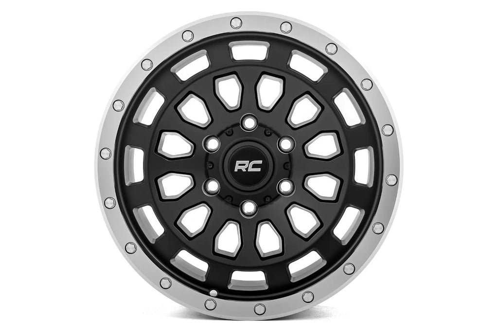 Rough Country 87 Series Wheel | Simulated Beadlock | Black/Machined | 17x8.5 | 6x5.5 | +0mm