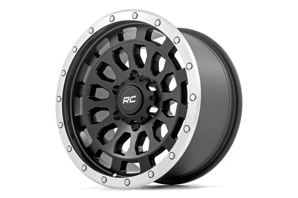 Rough Country 87 Series Wheel | Simulated Beadlock | Black/Machined | 17x8.5 | 6x5.5 | +0mm by Rough Country