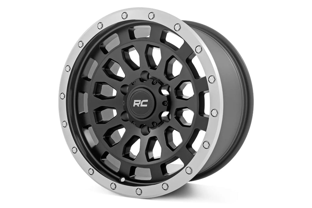 Rough Country 87 Series Wheel | Simulated Beadlock | Black/Machined | 17x8.5 | 6x5.5 | +0mm by Rough Country
