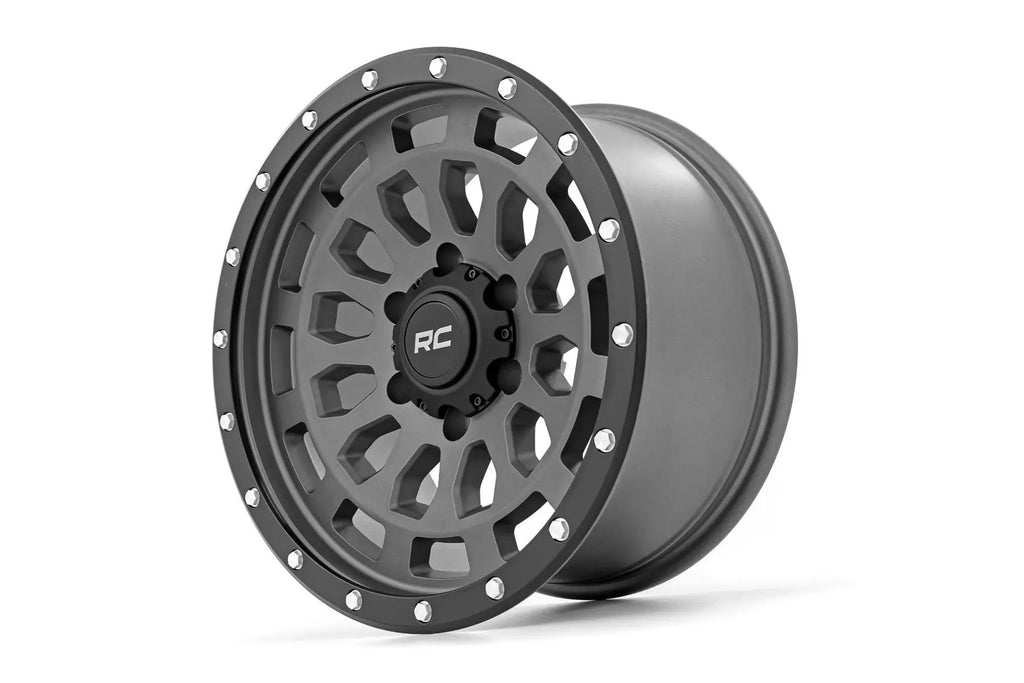 Rough Country 87 Series Wheel | Simulated Beadlock | Gray/Black | 17x8.5 | 6x5.5 | +0mm by Rough Country