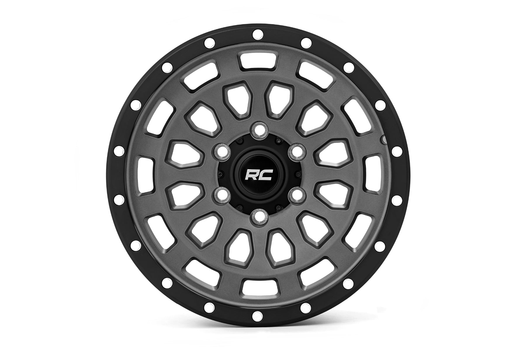 Rough Country 87 Series Wheel | Simulated Beadlock | Gray/Black | 17x8.5 | 6x5.5 | +0mm by Rough Country