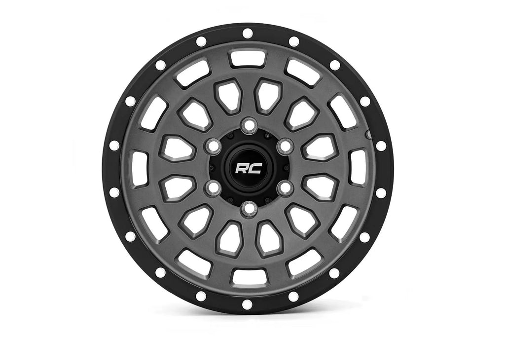 Rough Country 87 Series Wheel | Simulated Beadlock | Gray/Black | 17x8.5 | 6x5.5 | +0mm by Rough Country