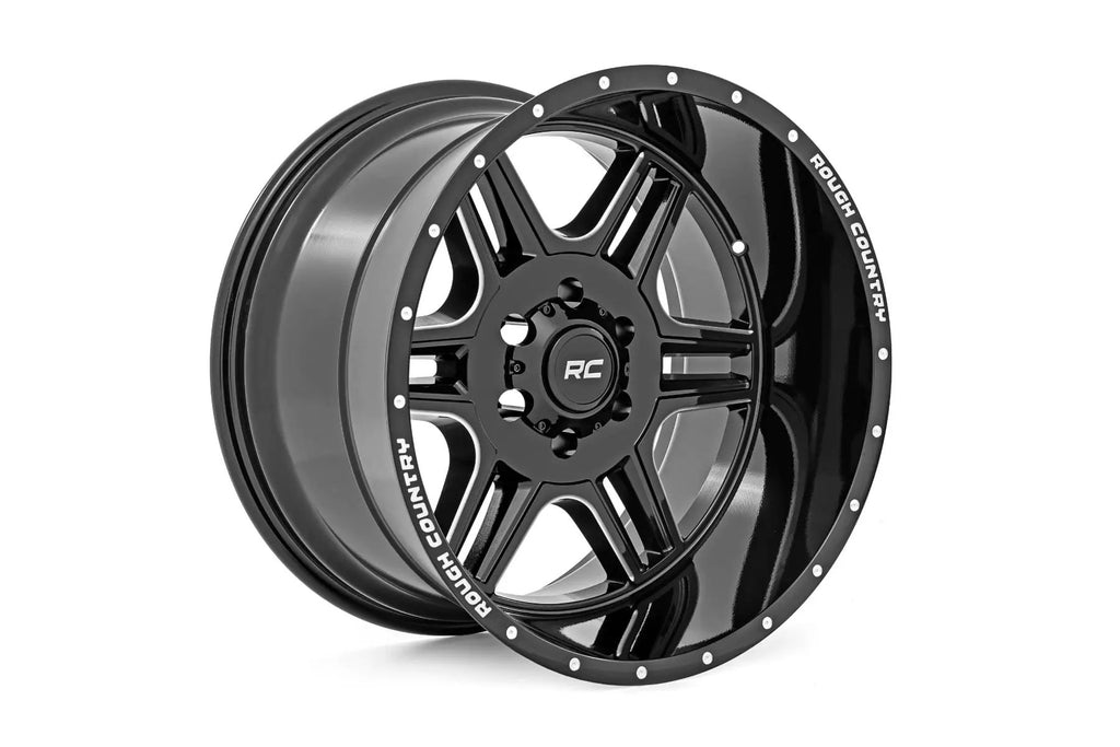 Rough Country 92 Series Wheel | Machined One-Piece | Gloss Black | 22x12 | 6x5.5 | -44mm by Rough Country