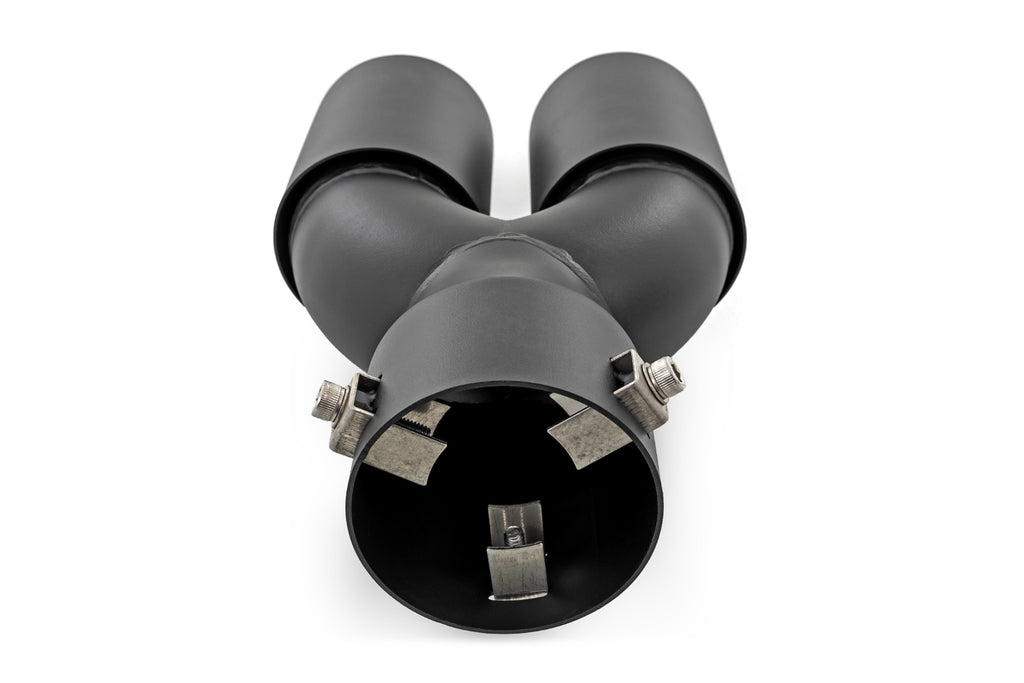 Exhaust Tip | Black | Red RC Logo | 2.5-3 Inch Pipe Single Inlet | Dual Outlet by Rough Country