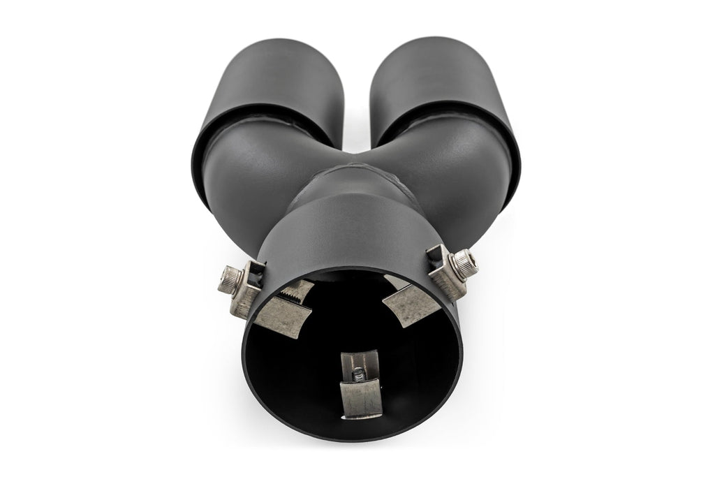 Exhaust Tip | Black | Red RC Logo | 2.5-3 Inch Pipe Single Inlet | Dual Outlet by Rough Country
