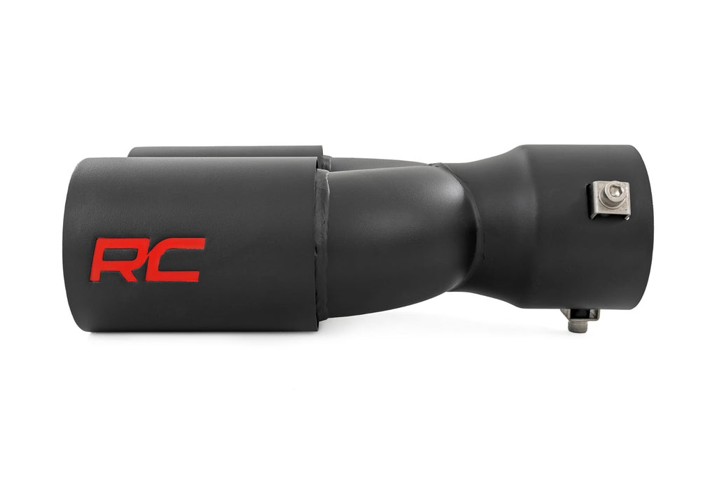 Exhaust Tip | Black | Red RC Logo | 2.5-3 Inch Pipe Single Inlet | Dual Outlet by Rough Country