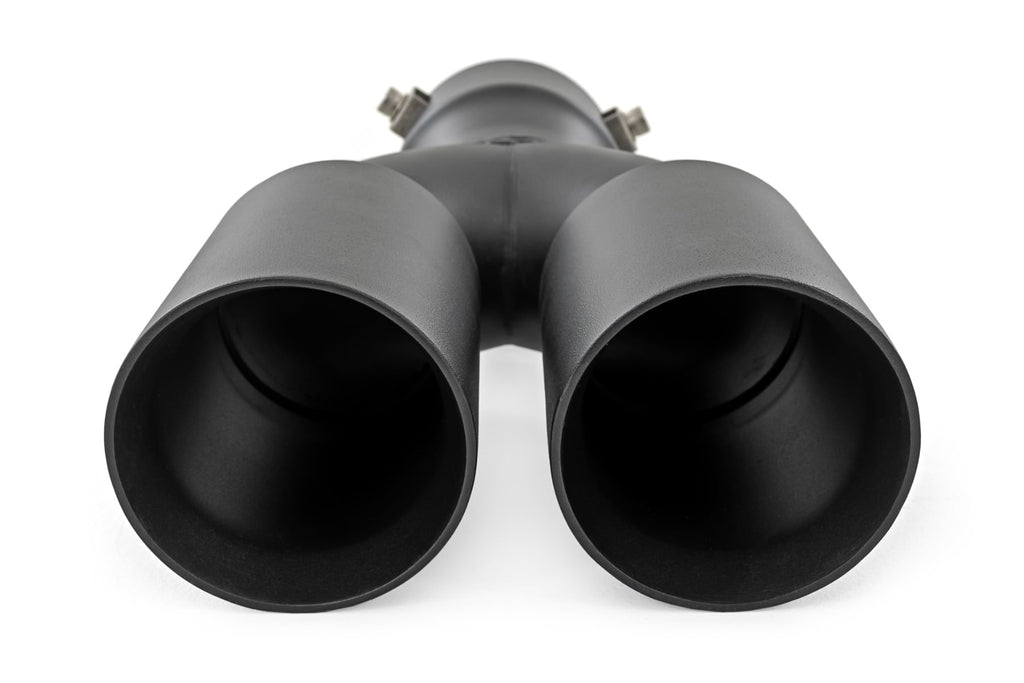 Exhaust Tip | Black | Red RC Logo | 2.5-3 Inch Pipe Single Inlet | Dual Outlet by Rough Country