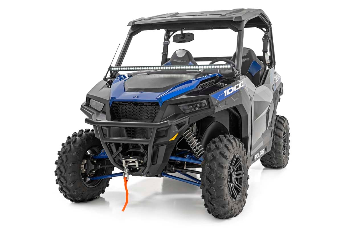 LED Light Kit | Lower Windshield | 50" Black Single Row | White DRL | Polaris General XP 4 1000 by Rough Country