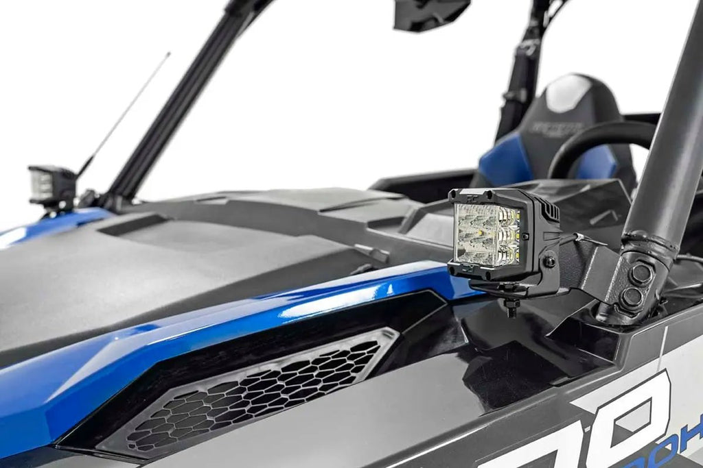 LED Light Kit | Cage Mount | 2" Black Pair | Amber DRL | Polaris General XP 4 1000 by Rough Country