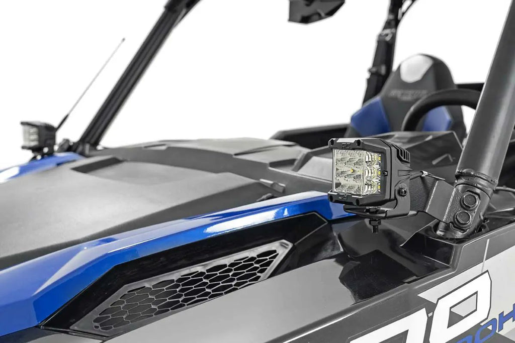 LED Light Kit | Cage Mount | 2" Black Pair | White DRL | Polaris General XP 4 1000 by Rough Country