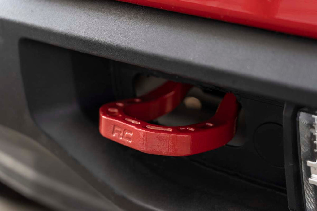 Tow Hooks | Forged | Red | Chevy Silverado 1500 2WD/4WD (2019-2022) by Rough Country