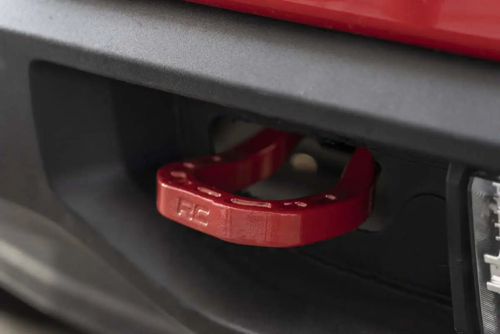 Tow Hooks | Forged | Red | Chevy Silverado 1500 2WD/4WD (2019-2022) by Rough Country