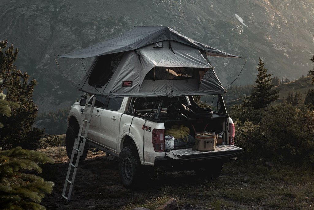 Roof Top Tent | Rack Mount | 12 Volt Accessory w/Ladder Extension & LED Light Kit by Rough Country