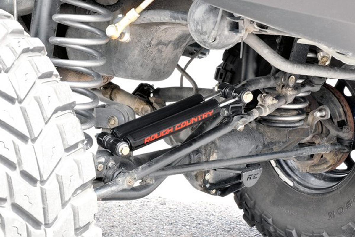 Dual Steering Stabilizer | 2.5-6.5 Inch Lift | Jeep Comanche MJ/Wrangler TJ/Wrangler Unlimited by Rough Country