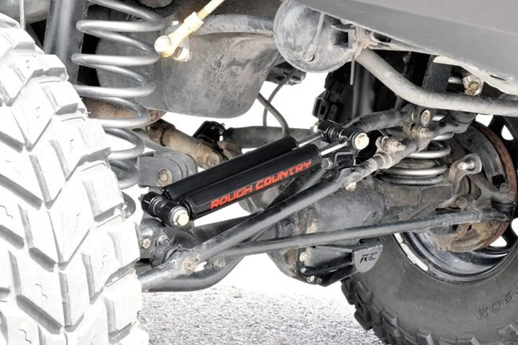 Dual Steering Stabilizer | 2.5-6.5 Inch Lift | Jeep Comanche MJ/Wrangler TJ/Wrangler Unlimited by Rough Country