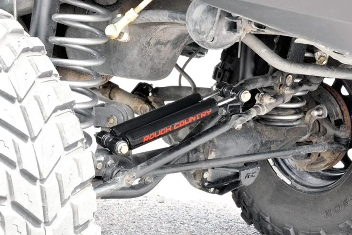 Dual Steering Stabilizer | 2.5-6.5 Inch Lift | Jeep Comanche MJ/Wrangler TJ/Wrangler Unlimited by Rough Country
