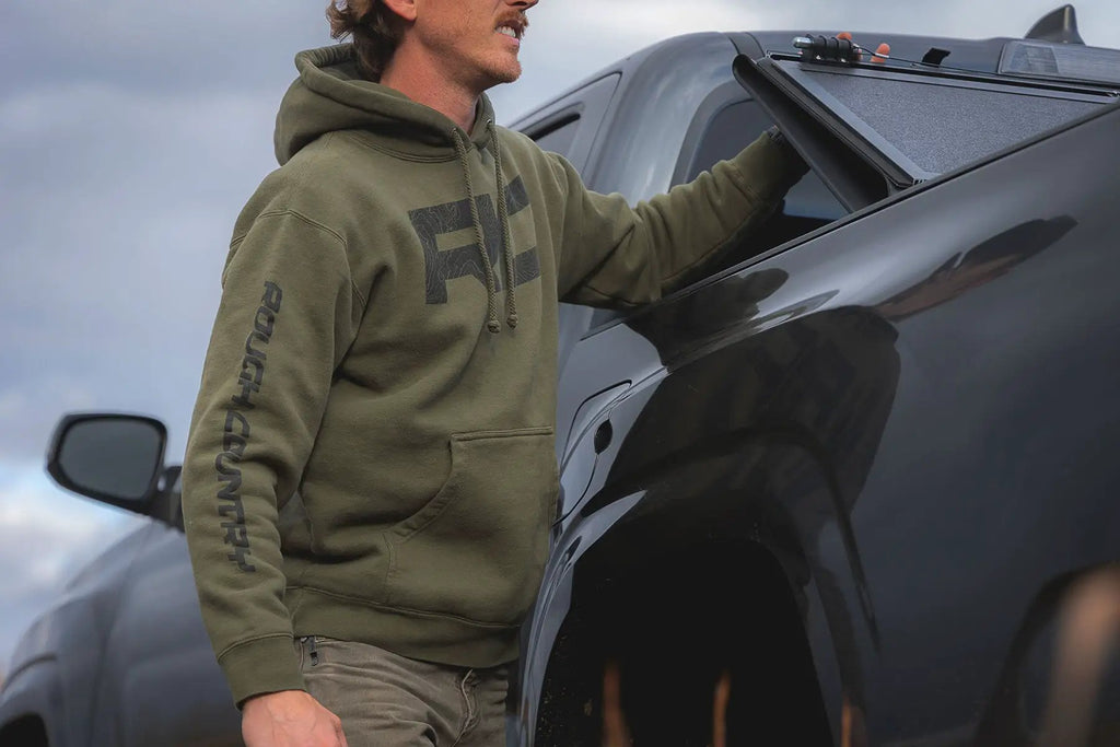 Rough Country Hoodie | RC Topographical Sleeve | Army Green | SM by Rough Country