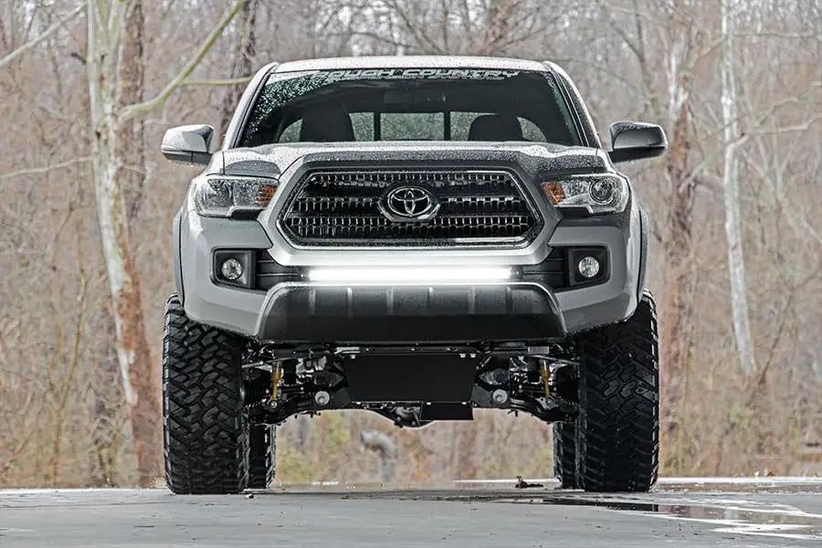 LED Light Kit | Lower Grille Mount | 30" Black Single Row | White DRL | Toyota Tacoma (16-23) by Rough Country