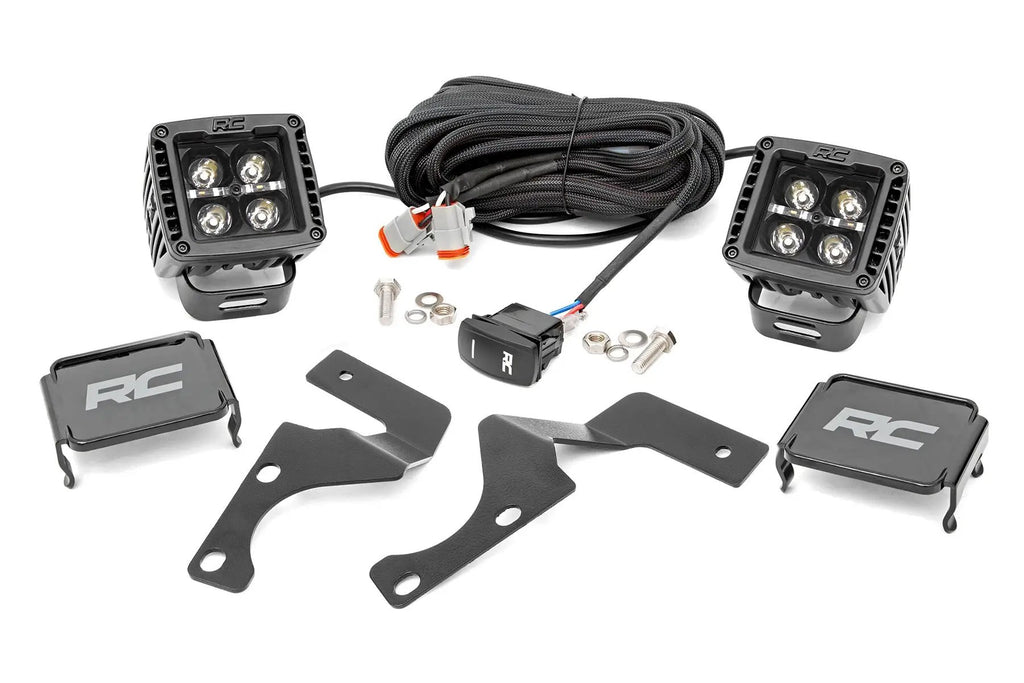 LED Light Kit | Ditch Mount | 2" Black Pair | White DRL | Toyota 4Runner (10-24) by Rough Country