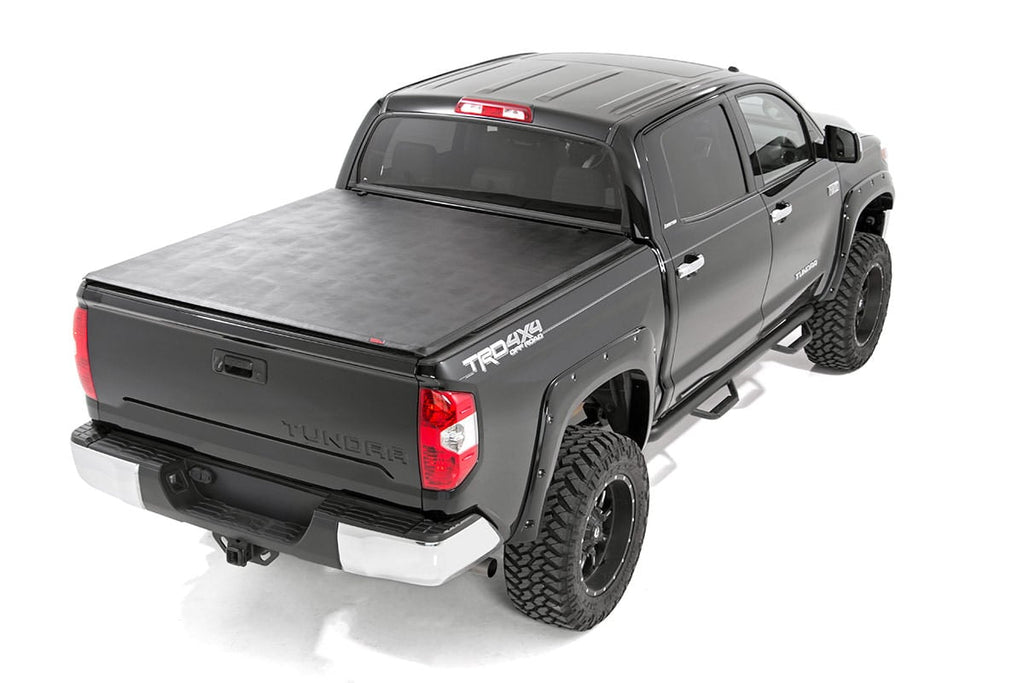 Soft Tri-Fold Bed Cover | With & W/O OE Rails | 6'7" Bed | Toyota Tundra (07-21) by Rough Country