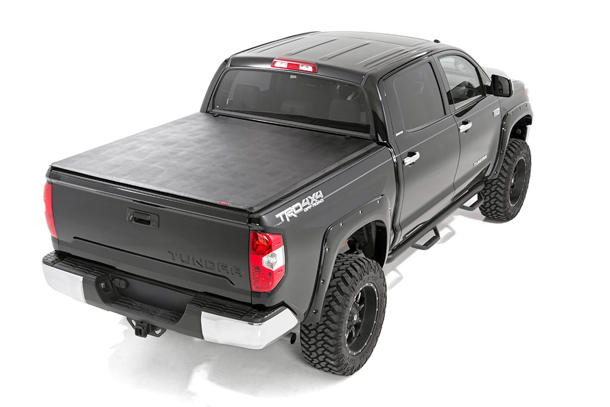 Soft Tri-Fold Bed Cover | With & W/O OE Rails | 6'7" Bed | Toyota Tundra (07-21) by Rough Country