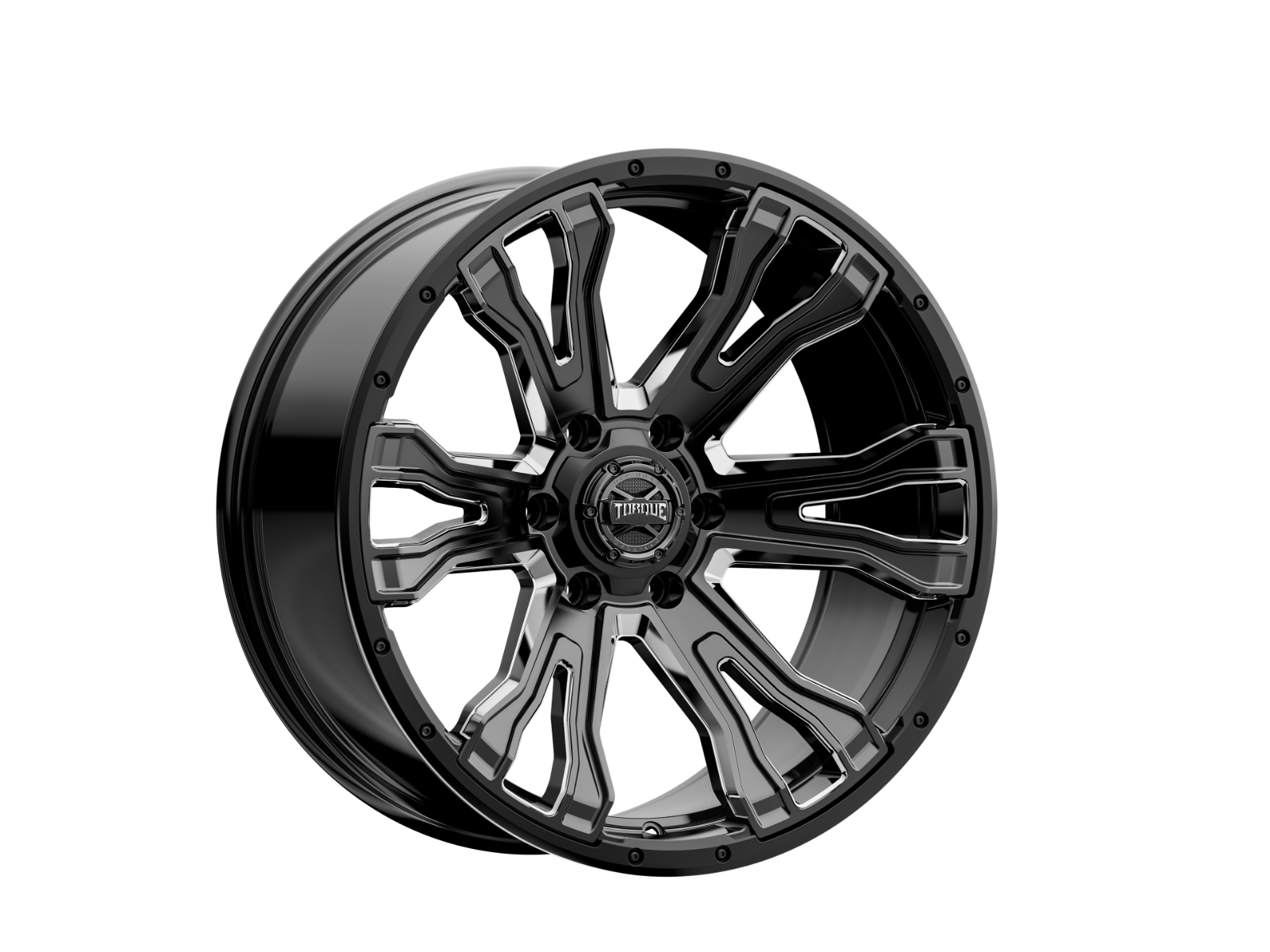 Torque Prime | Gloss Black w/Milled Accent | 20x9 | 6x5.5 | -12mm by Rough Country