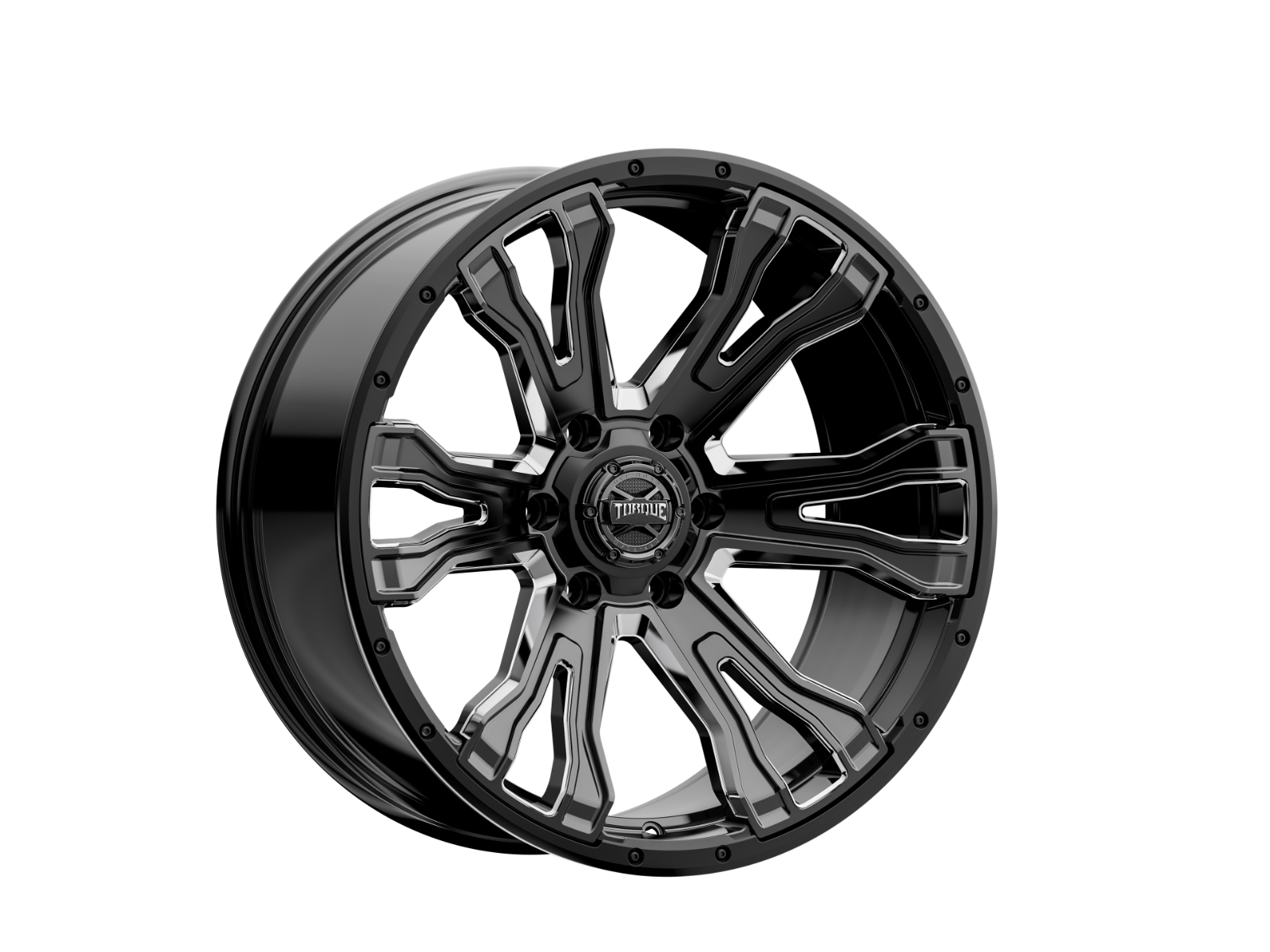 Torque Prime | Gloss Black w/Milled Accent | 20x9 | 6x5.5 | -12mm by Rough Country