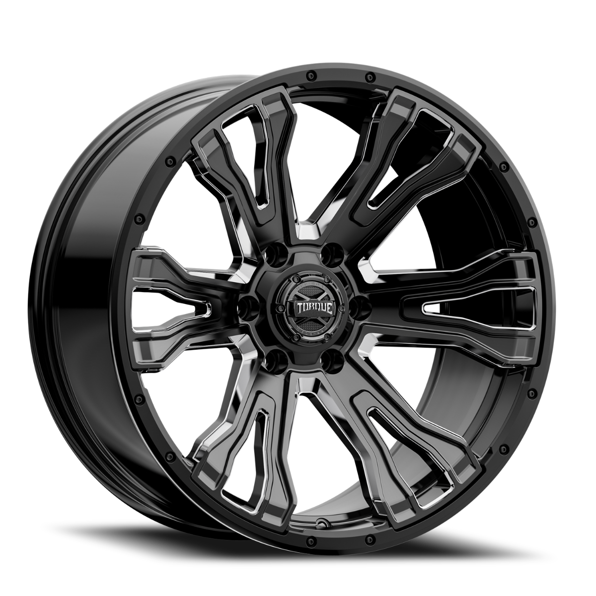 Torque Prime | Gloss Black w/Milled Accent | 20x9 | 6x5.5 | -12mm by Rough Country