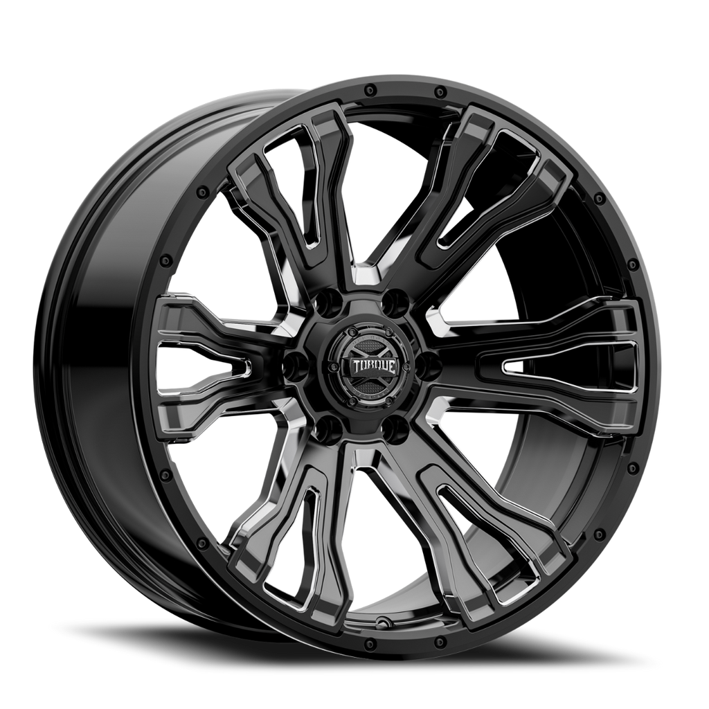 Torque Prime | Gloss Black w/Milled Accent | 20x9 | 6x5.5 | -12mm by Rough Country