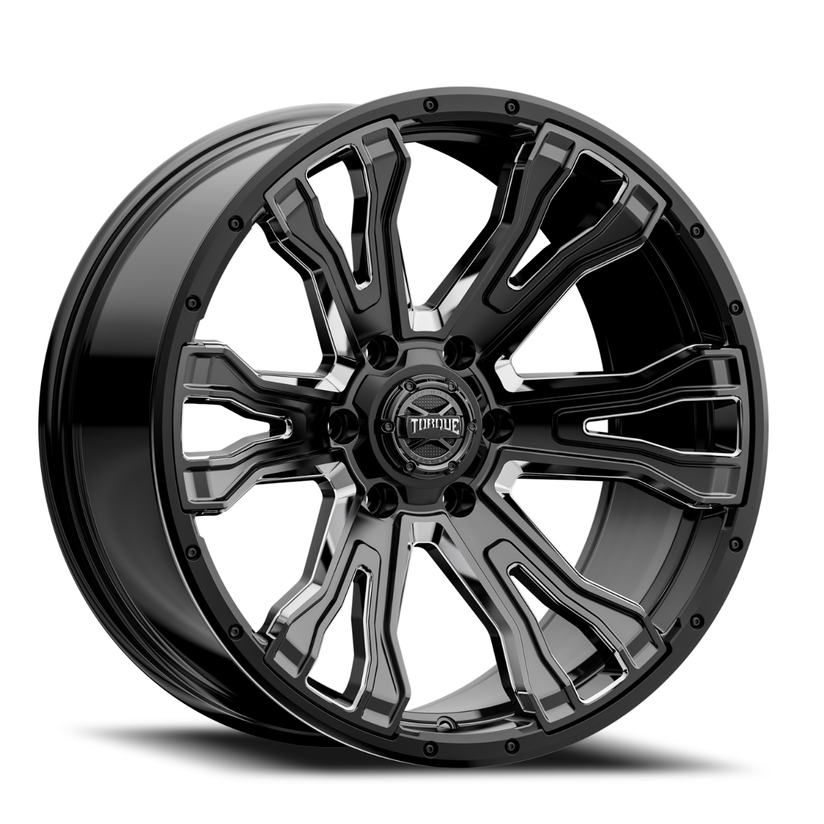Torque Prime | Gloss Black w/Milled Accent | 20x9 | 6x5.5 | -12mm by Rough Country