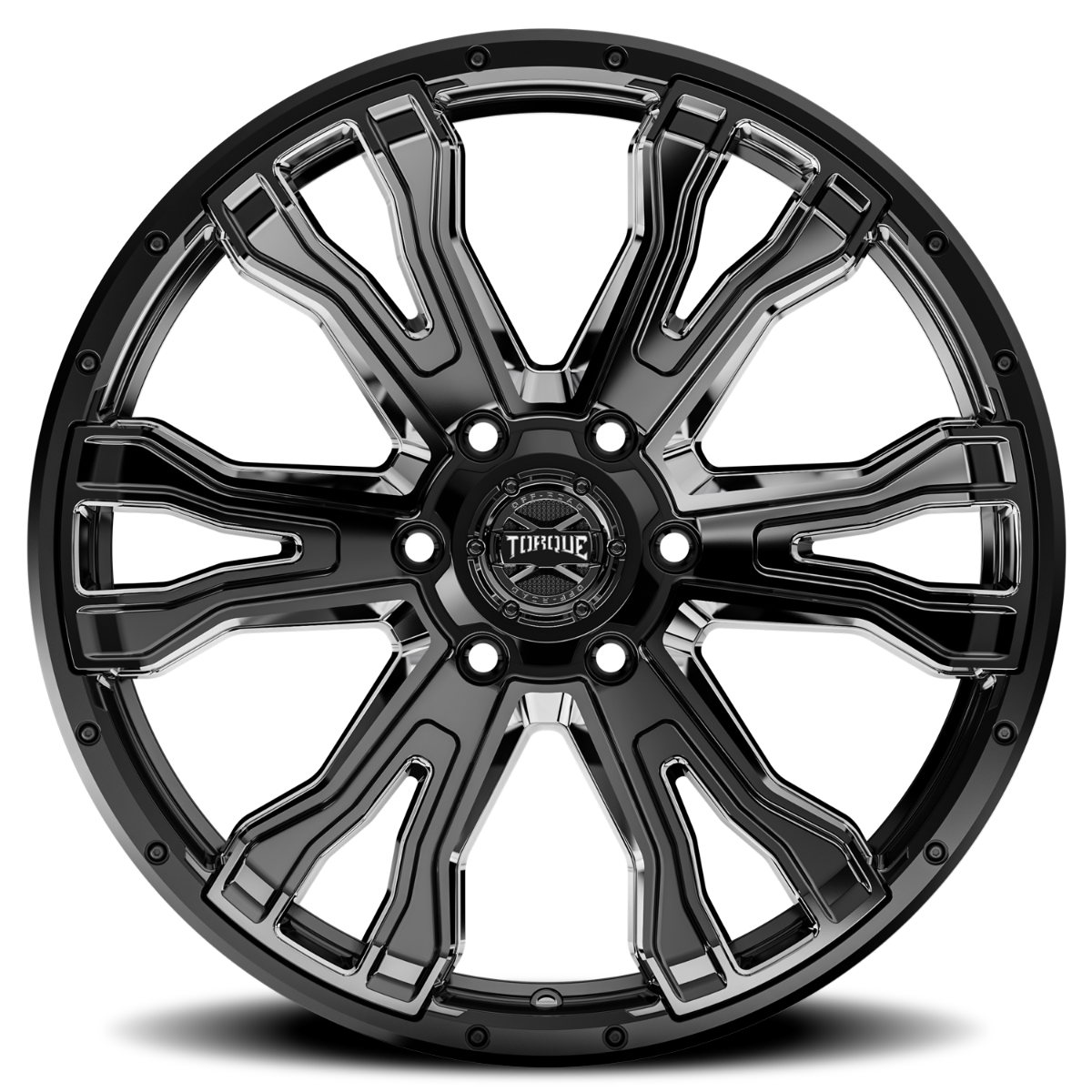 Torque Prime | Gloss Black w/Milled Accent | 20x9 | 6x5.5 | -12mm by Rough Country