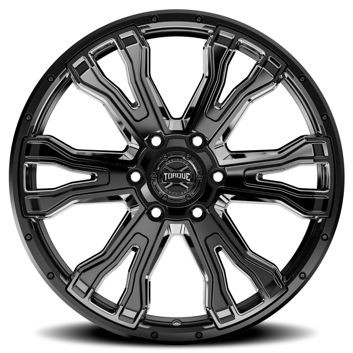 Torque Prime | Gloss Black w/Milled Accent | 20x9 | 6x5.5 | -12mm by Rough Country
