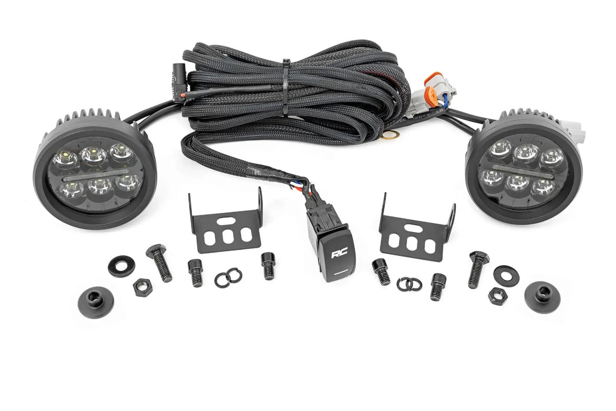 LED Light Kit | Ditch Mount | 3.5" Black Round Pair | Amber DRL | Ford Bronco (21-26) by Rough Country