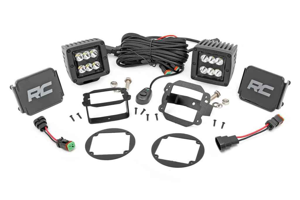 LED Light Kit | Fog Mount | 2" Black Pair | Jeep Wrangler JK/Wrangler Unlimited (10-18) by Rough Country