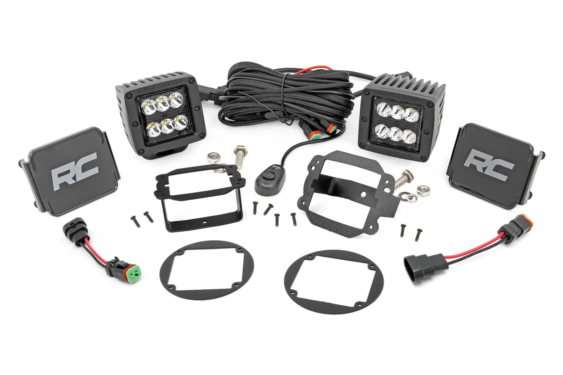 LED Light Kit | Fog Mount | 2" Black Pair | Jeep Wrangler JK/Wrangler Unlimited (10-18) by Rough Country