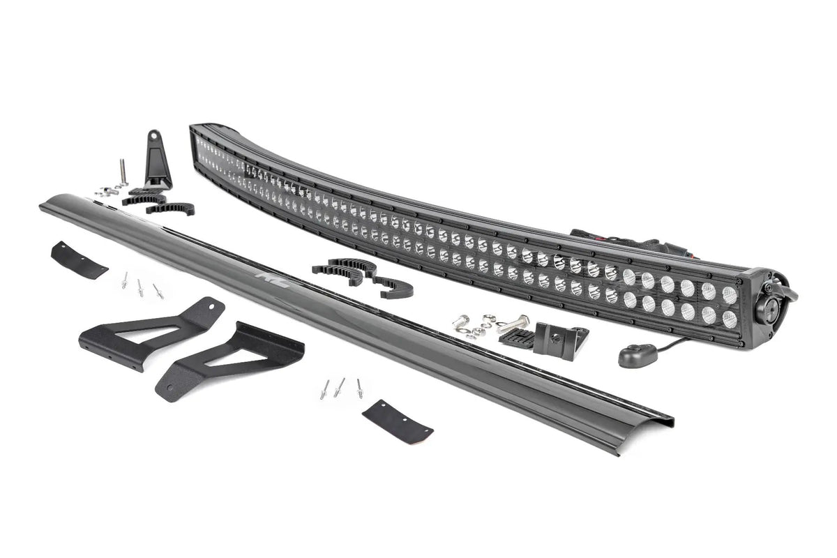 LED Light Kit | Windshield Mount | 50" BLK Dual Row | Jeep Cherokee XJ (84-01) by Rough Country