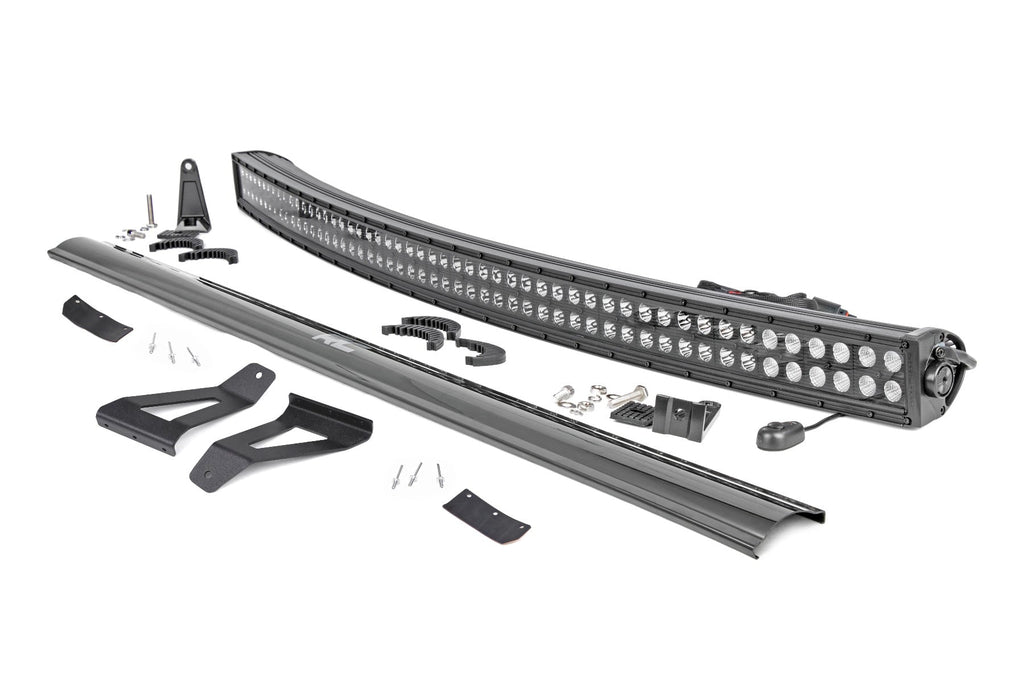 LED Light Kit | Windshield Mount | 50" BLK Dual Row | Jeep Cherokee XJ (84-01) by Rough Country